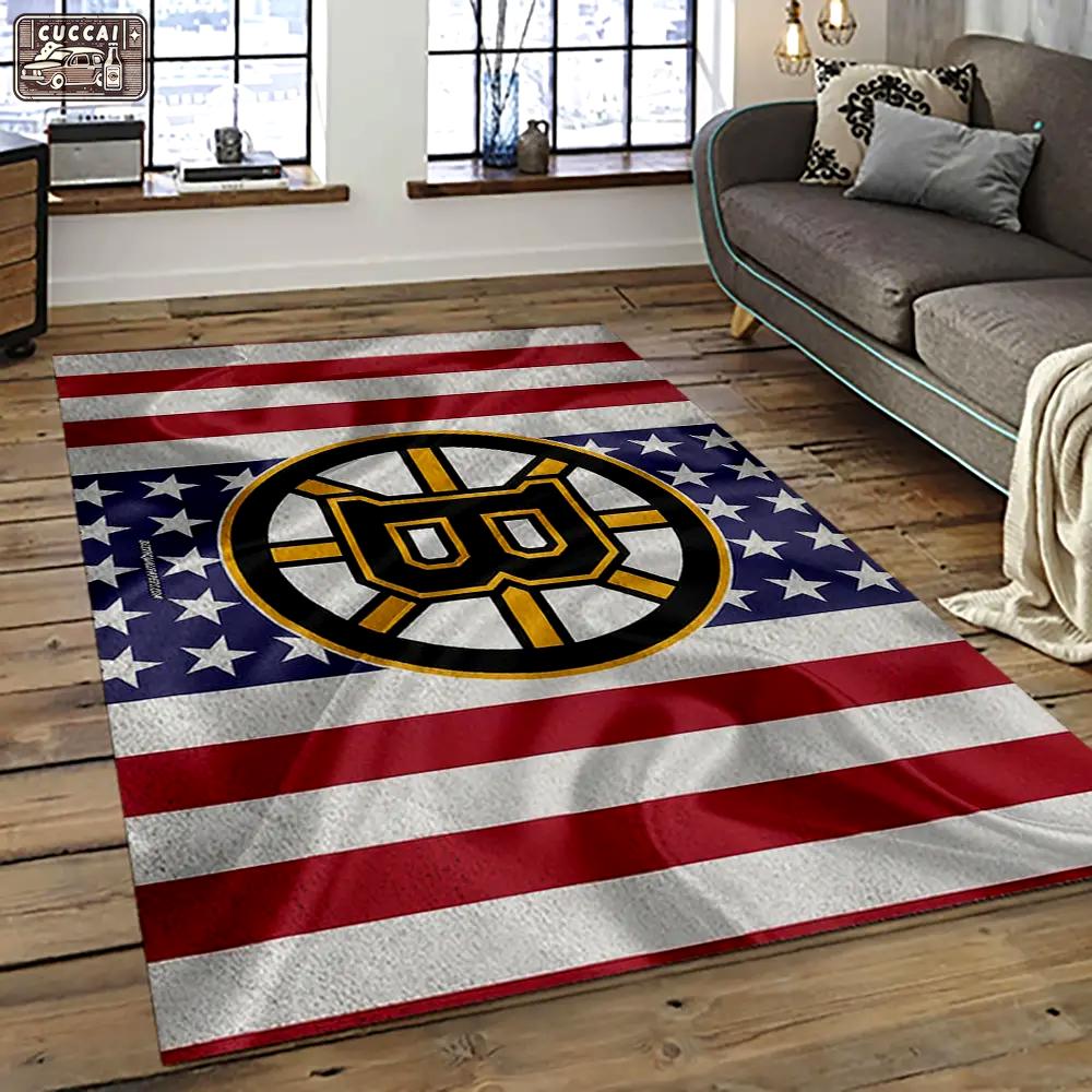 Nhl boston bruins hockey team logo sport carpet rectangle area rug for living room bb58 Rectangle Rug