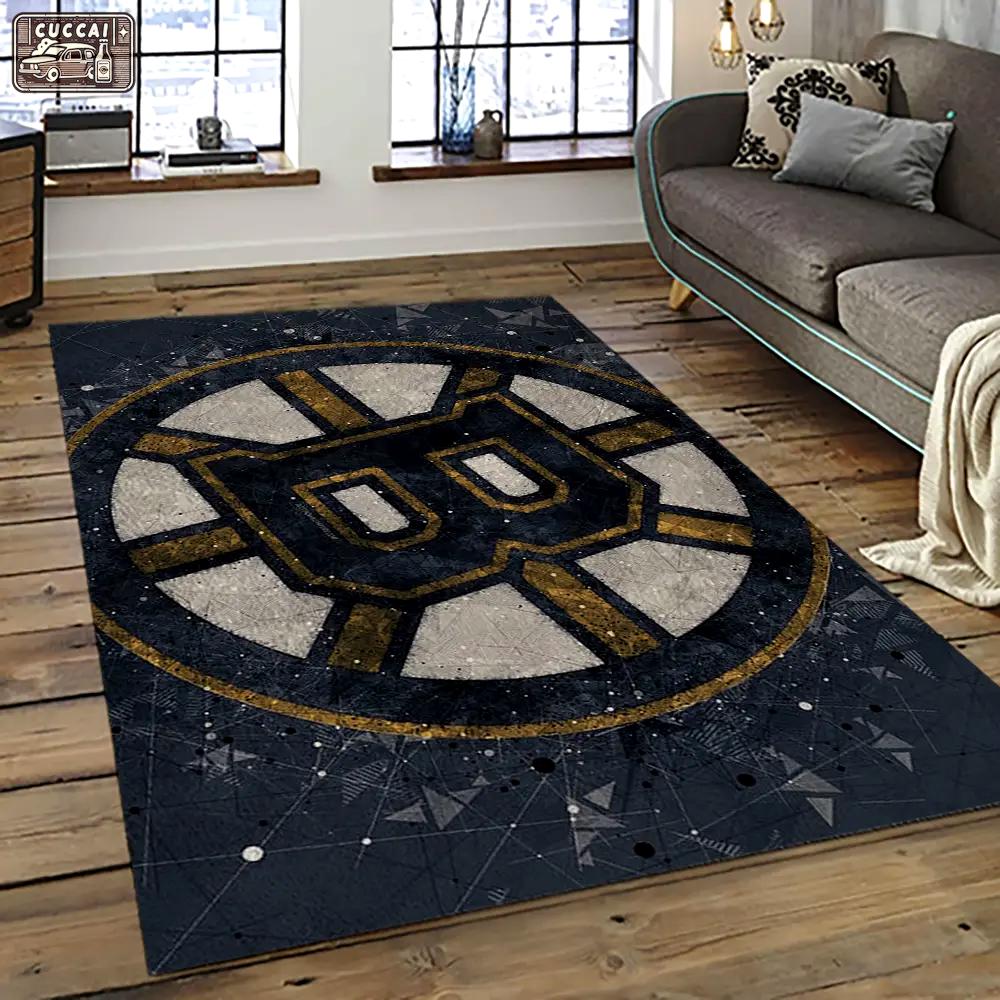 Nhl boston bruins hockey team logo sport carpet rectangle area rug for living room bb60 Rectangle Rug