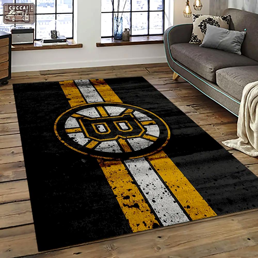 Nhl boston bruins hockey team logo sport carpet rectangle area rug for living room bb65 Rectangle Rug