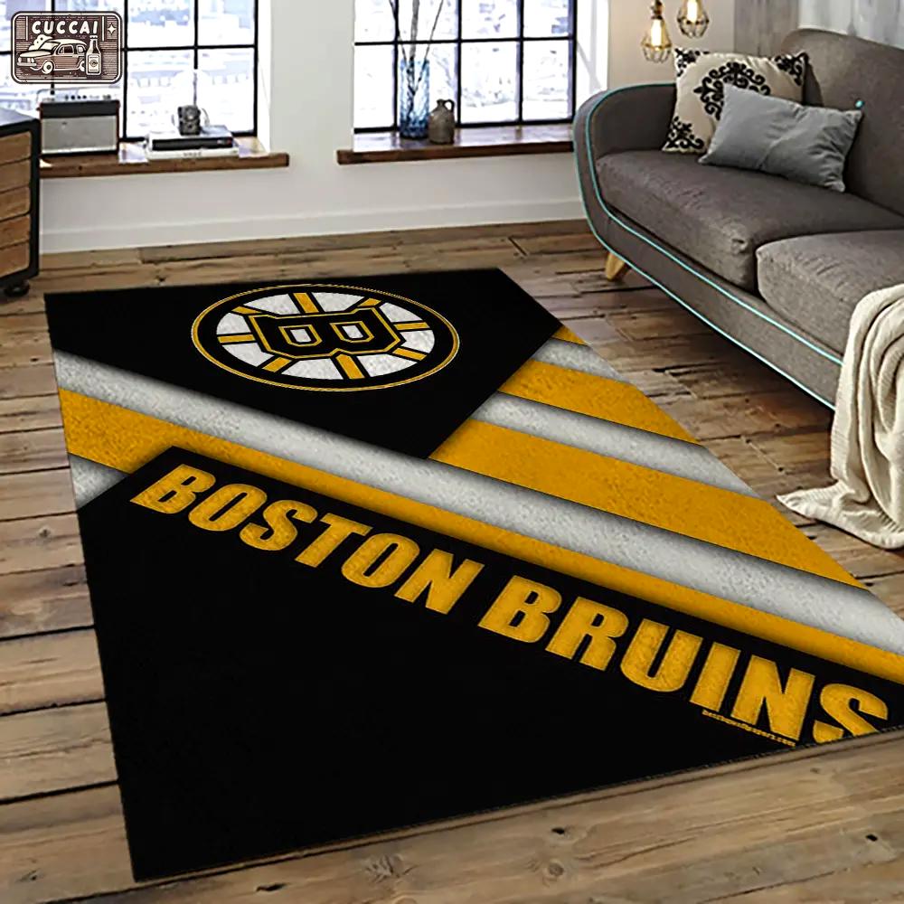Nhl boston bruins hockey team logo sport carpet rectangle area rug for living room bb72 Rectangle Rug