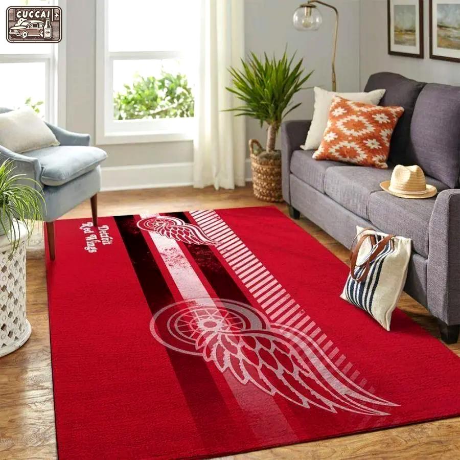 Nhl detroit red wings hockey area rug living room rug home decor clbr01 Rectangle Rug