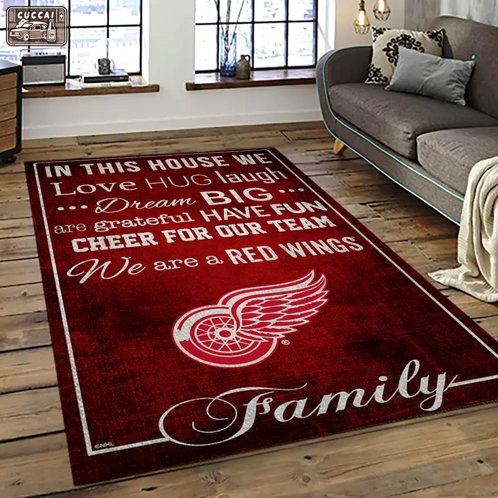 Nhl detroit red wings hockey team logo sport carpet rectangle area rug for living room drw15 Rectangle Rug