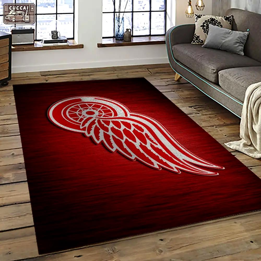 Nhl detroit red wings hockey team logo sport carpet rectangle area rug for living room drw30 Rectangle Rug