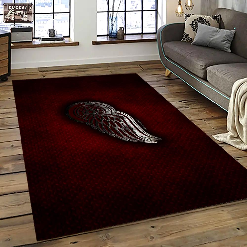 Nhl detroit red wings hockey team logo sport carpet rectangle area rug for living room drw68 Rectangle Rug