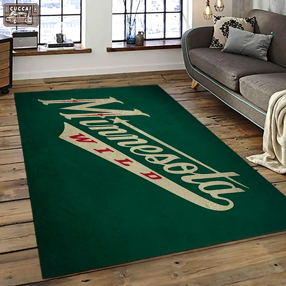 Nhl minnesota wild hockey team logo sport carpet rectangle area rug for living room mw35 Rectangle Rug