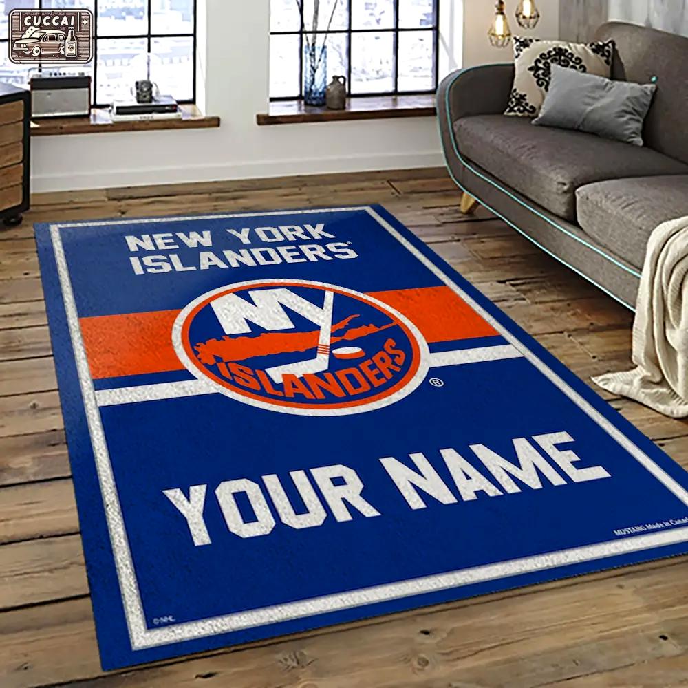 Nhl new york islanders hockey team logo sport carpet rectangle area rug for living room nyi17 Rectangle Rug