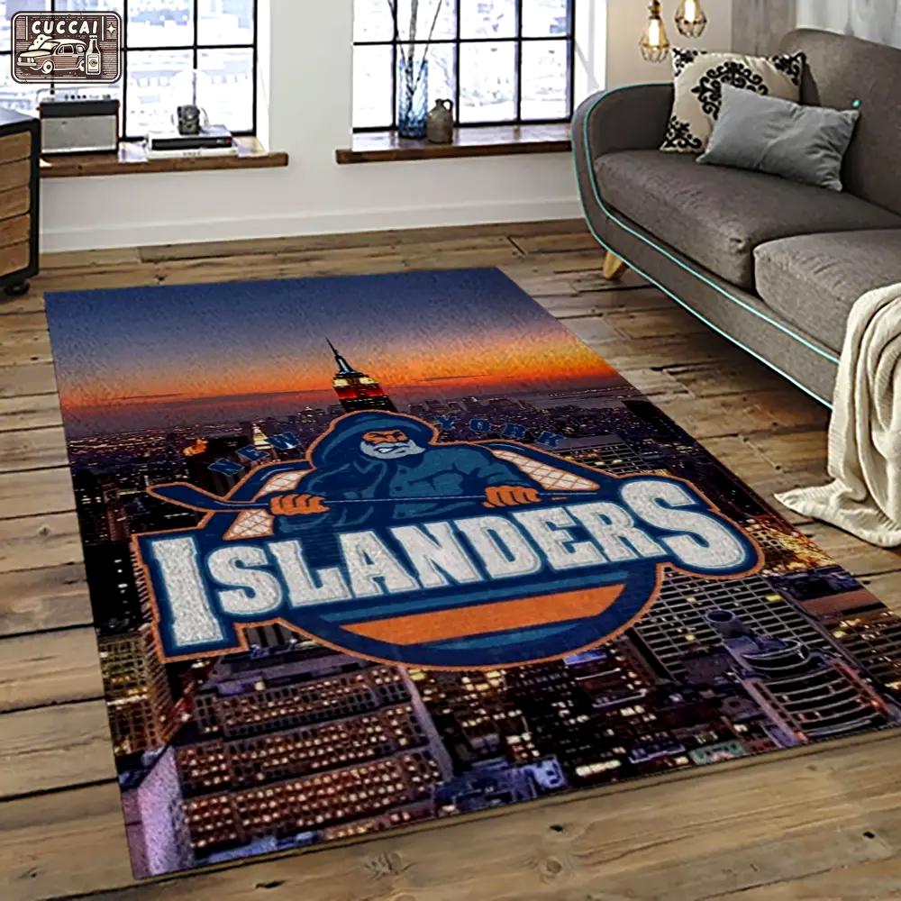 Nhl new york islanders hockey team logo sport carpet rectangle area rug for living room nyi49 Rectangle Rug