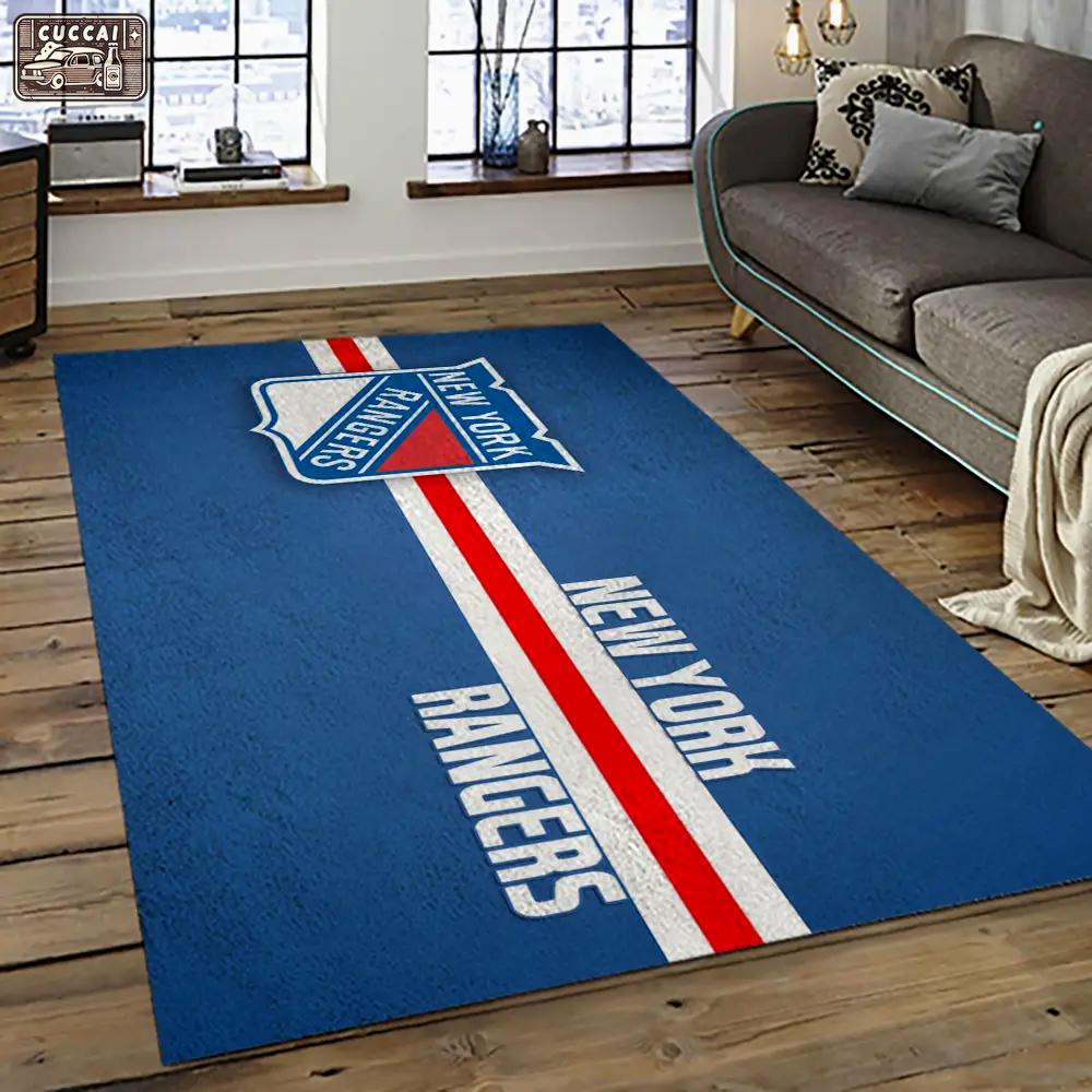 Nhl new york rangers hockey team logo sport carpet rectangle area rug for living room nyr22 Rectangle Rug