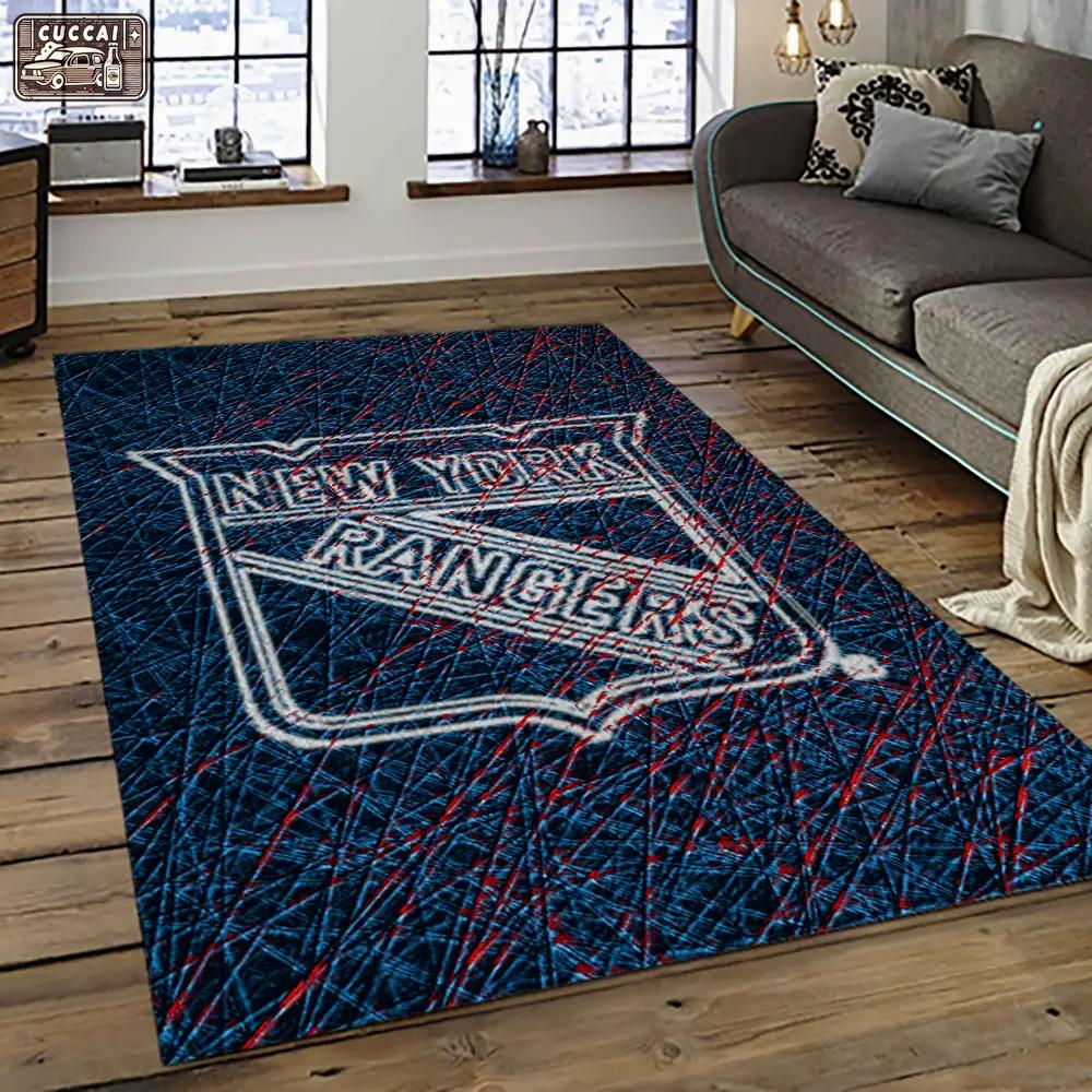 Nhl new york rangers hockey team logo sport carpet rectangle area rug for living room nyr31 Rectangle Rug