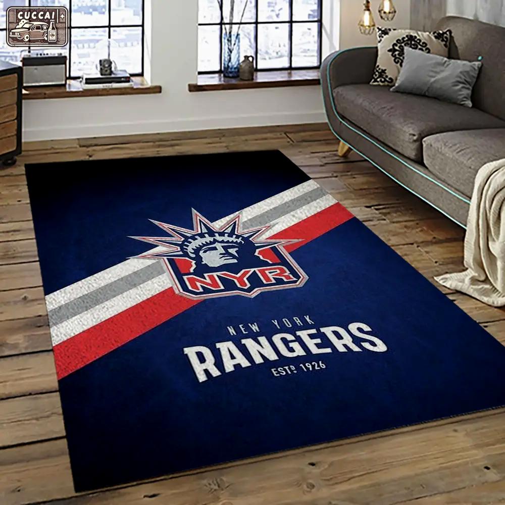 Nhl new york rangers hockey team logo sport carpet rectangle area rug for living room nyr40 Rectangle Rug