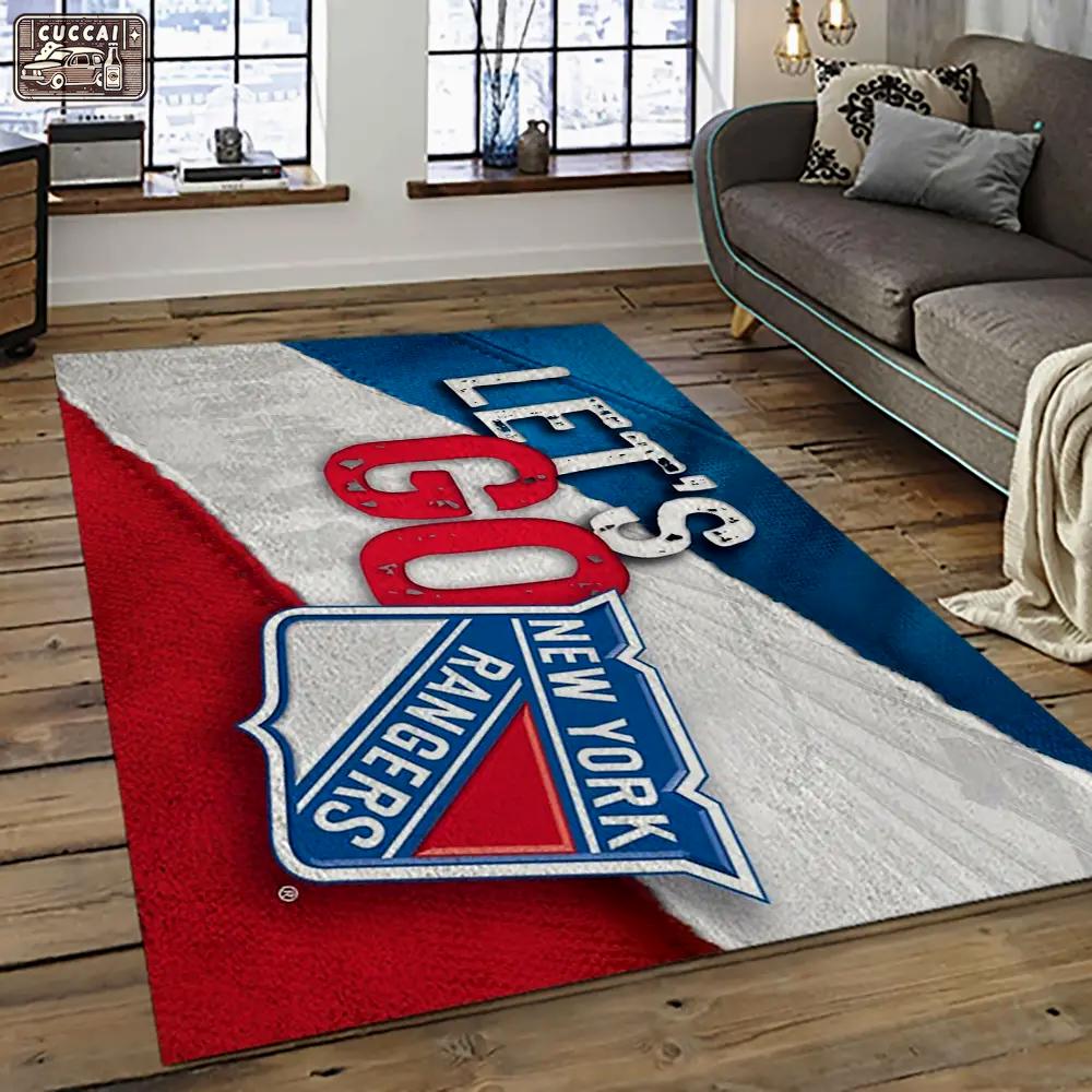 Nhl new york rangers hockey team logo sport carpet rectangle area rug for living room nyr47 Rectangle Rug