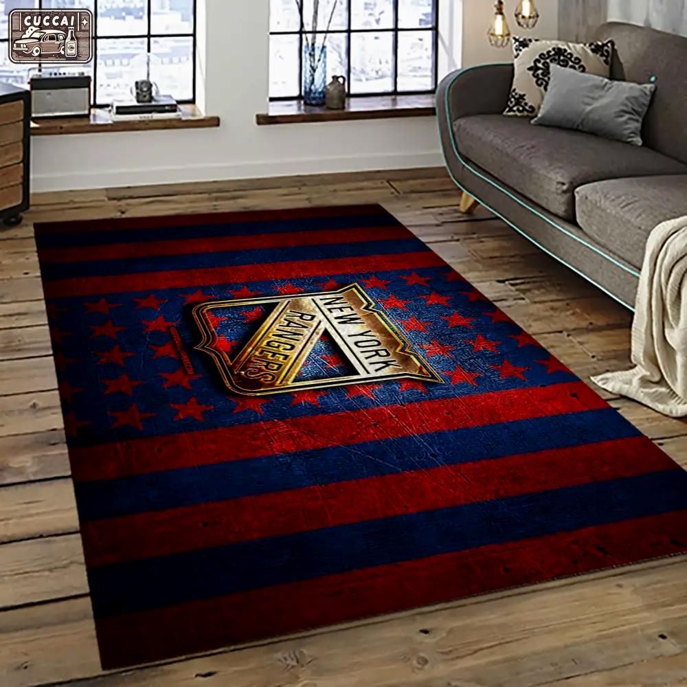 Nhl new york rangers hockey team logo sport carpet rectangle area rug for living room nyr68 Rectangle Rug