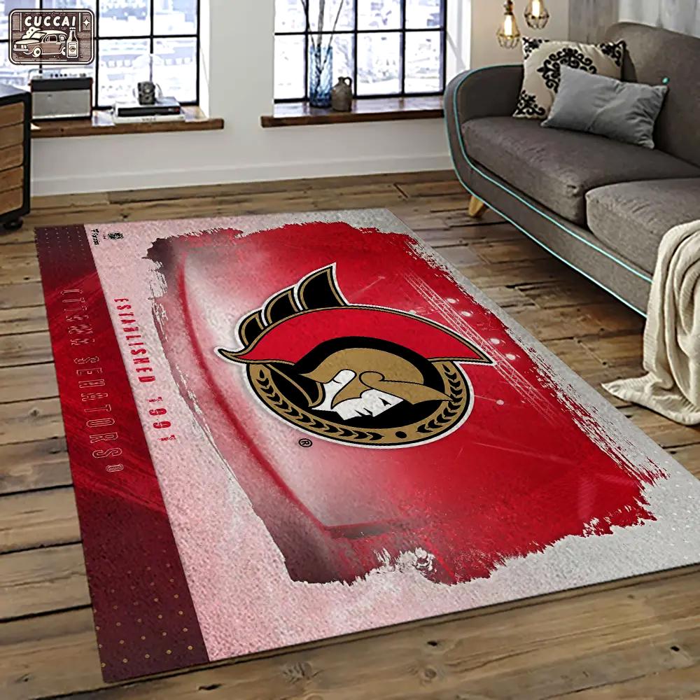 Nhl ottawa senators hockey team logo sport carpet rectangle area rug for living room os22 Rectangle Rug