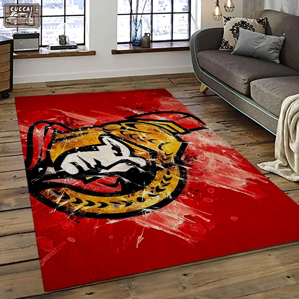 Nhl ottawa senators hockey team logo sport carpet rectangle area rug for living room os34 Rectangle Rug
