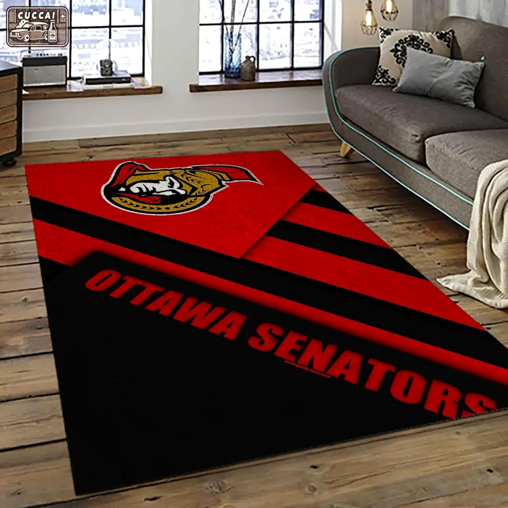 Nhl ottawa senators hockey team logo sport carpet rectangle area rug for living room os47 Rectangle Rug