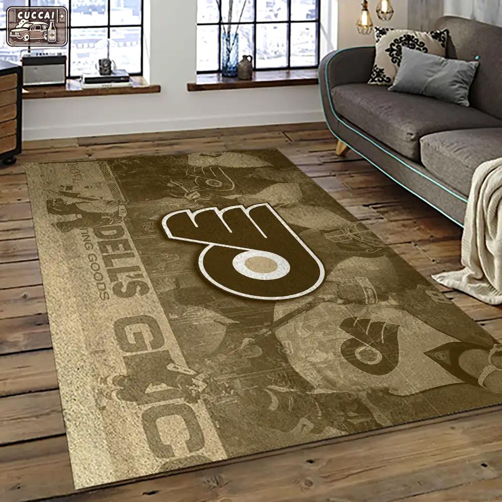 Nhl philadelphia flyers hockey team logo sport carpet rectangle area rug for living room pf25 Rectangle Rug