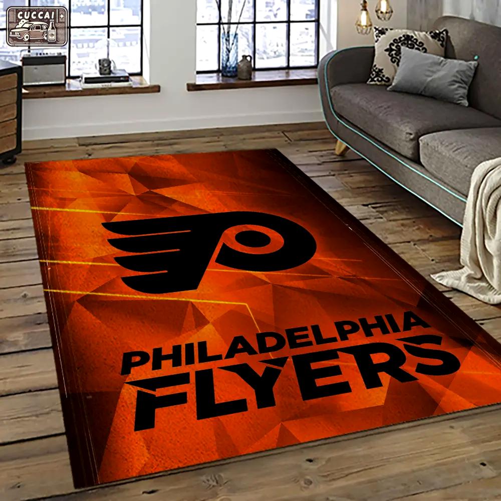 Nhl philadelphia flyers hockey team logo sport carpet rectangle area rug for living room pf31 Rectangle Rug