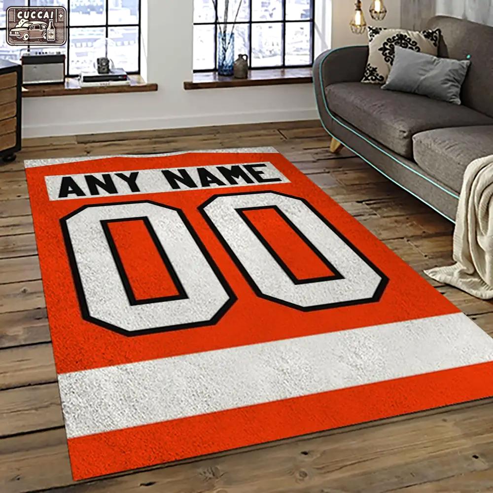 Nhl philadelphia flyers hockey team logo sport carpet rectangle area rug for living room pf55 Rectangle Rug