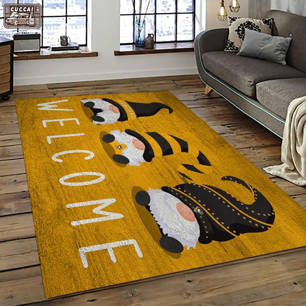 Nhl pittsburgh penguins hockey team logo sport carpet rectangle area rug for living room pp35 Rectangle Rug