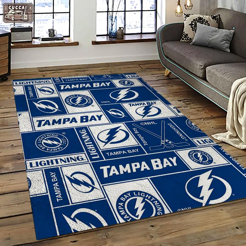Nhl tampa bay lightning hockey team logo sport carpet rectangle area rug for living room tbl08 Rectangle Rug