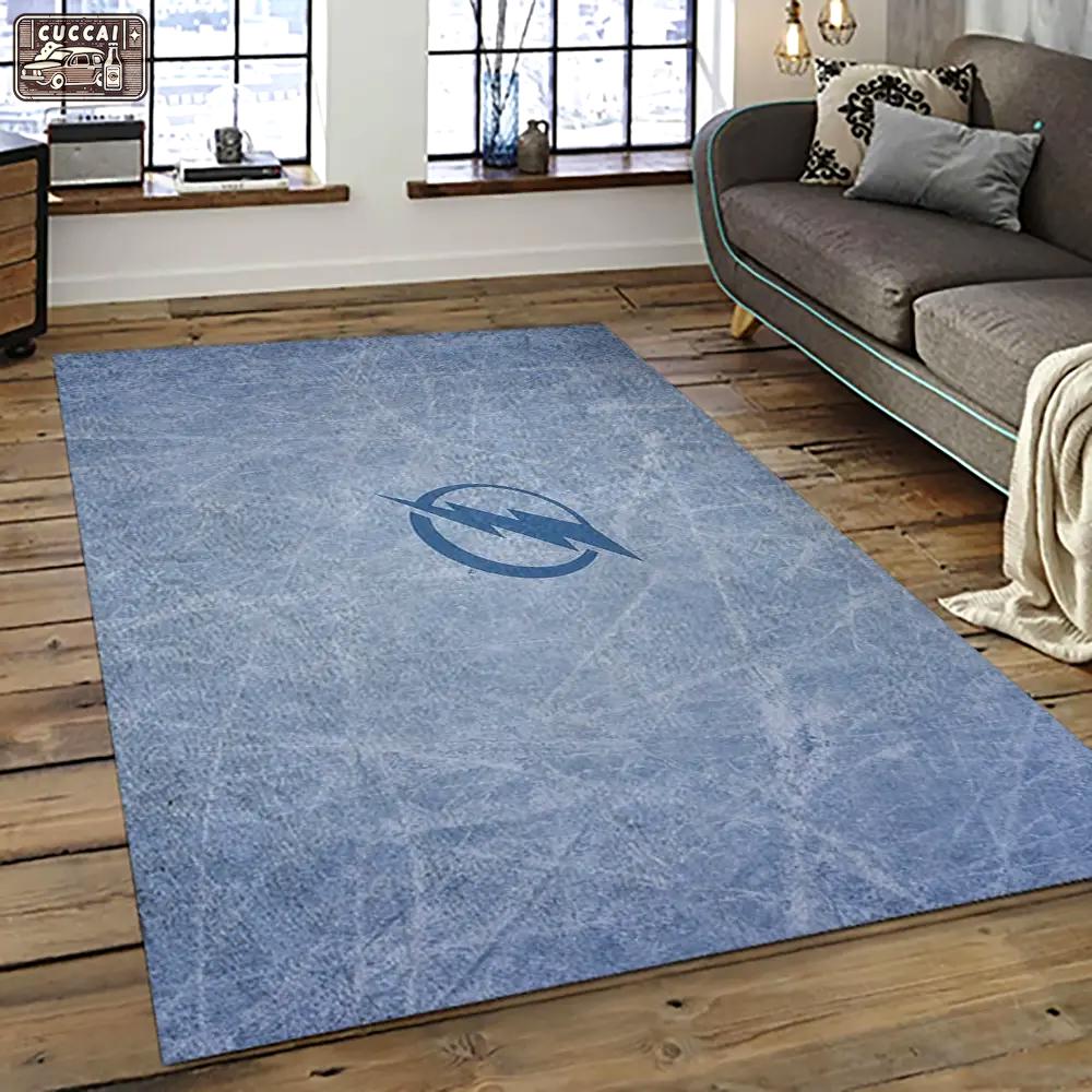 Nhl tampa bay lightning hockey team logo sport carpet rectangle area rug for living room tbl45 Rectangle Rug