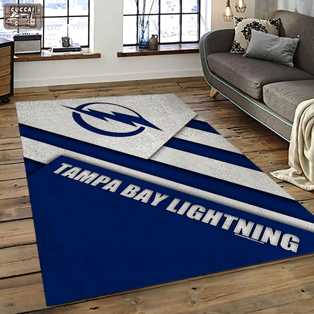 Nhl tampa bay lightning hockey team logo sport carpet rectangle area rug for living room tbl48 Rectangle Rug