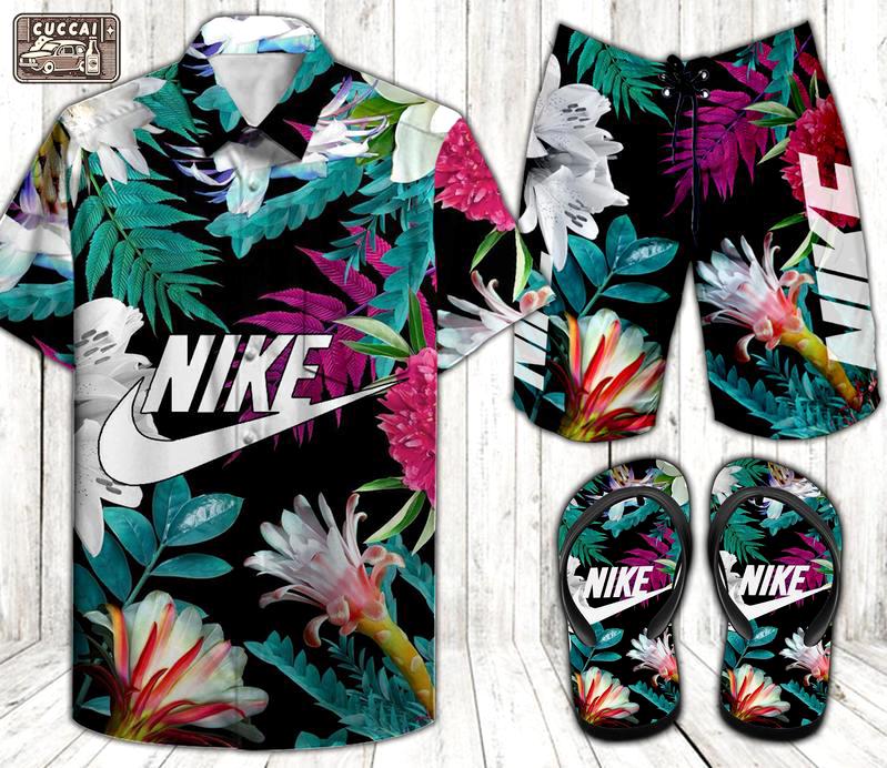 Niike combo hawaii shirt Hawaii Shirt Shorts & Flip Flops