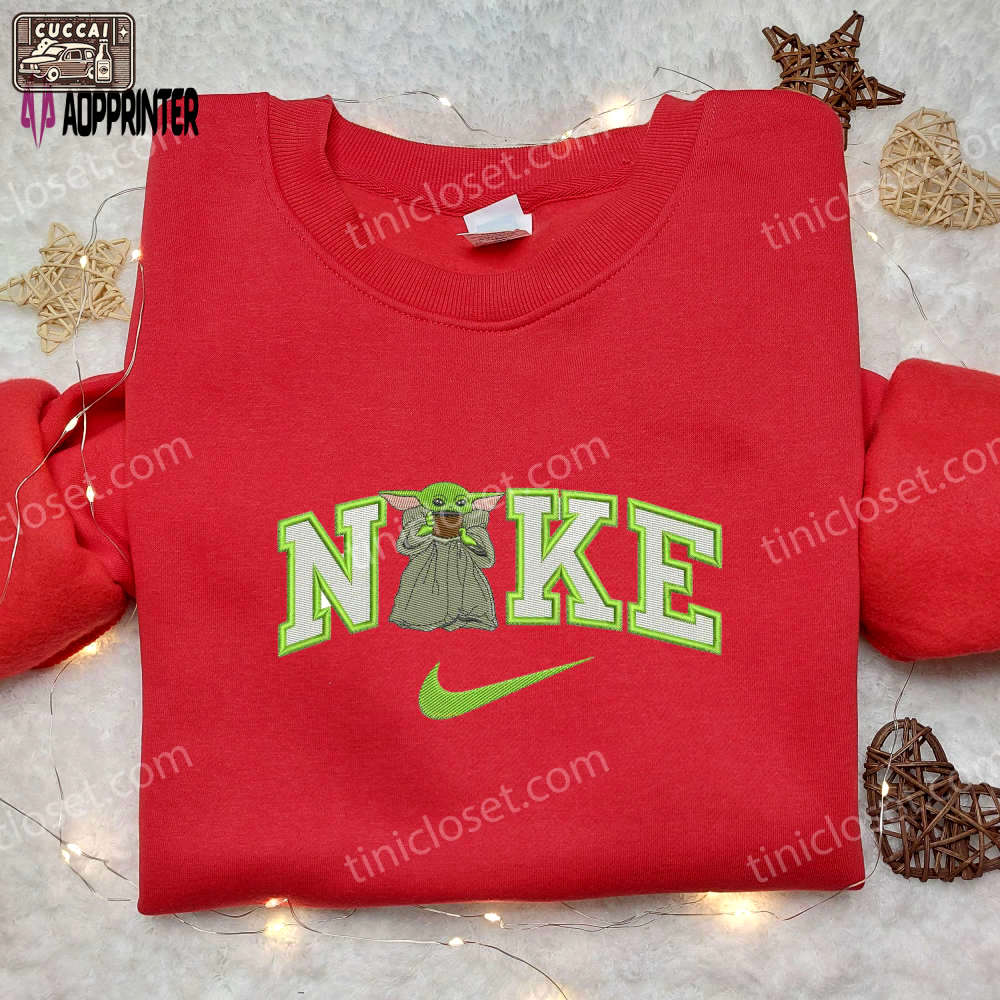 Nike baby yoda woman embroidered shirt – star wars swoosh tee Embroidered Shirt
