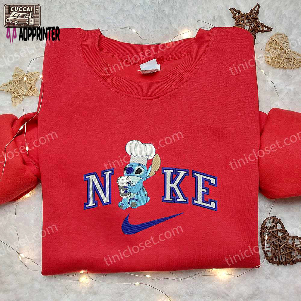 Nike chef stitch embroidered sweatshirt – lilo & stitch cartoon shirt nike inspired Embroidered Shirt