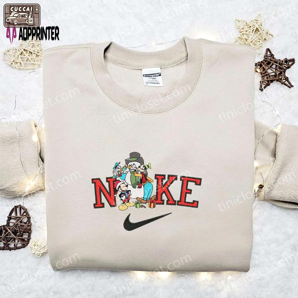 Nike christmas x donald goofy mickey sweatshirt: festive embroidered shirt best gift idea Embroidered Shirt