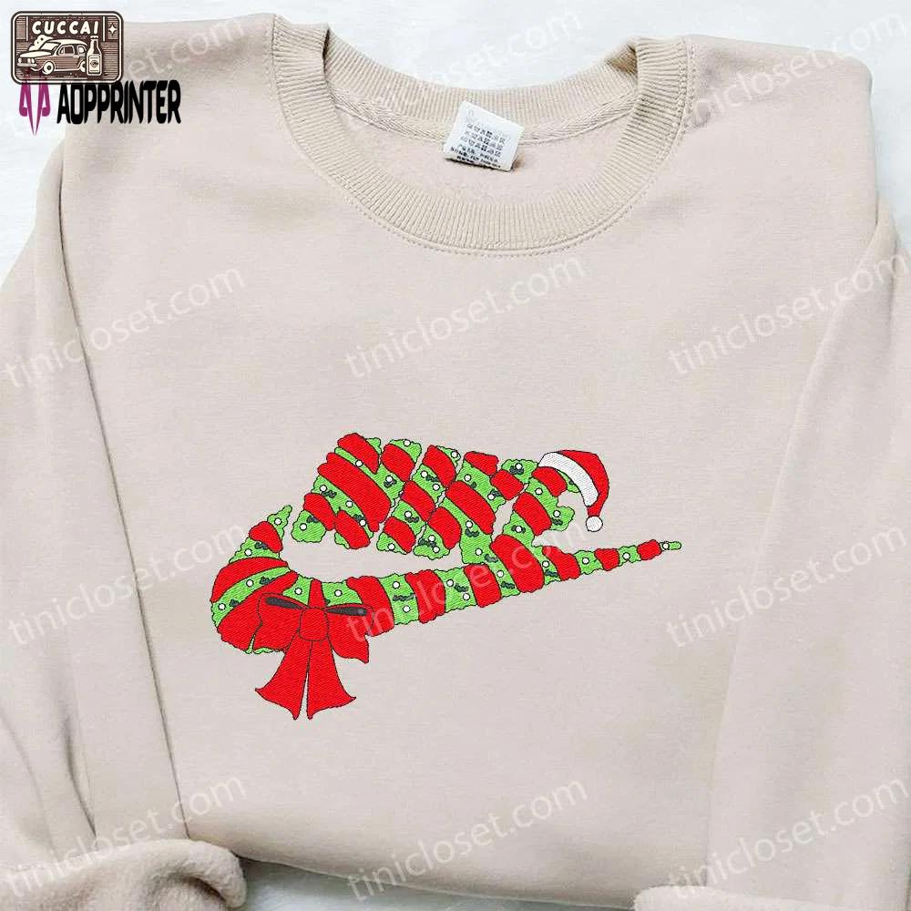 Nike embroidered christmas wreath sweatshirt – best gift idea for nike fans! Embroidered Shirt
