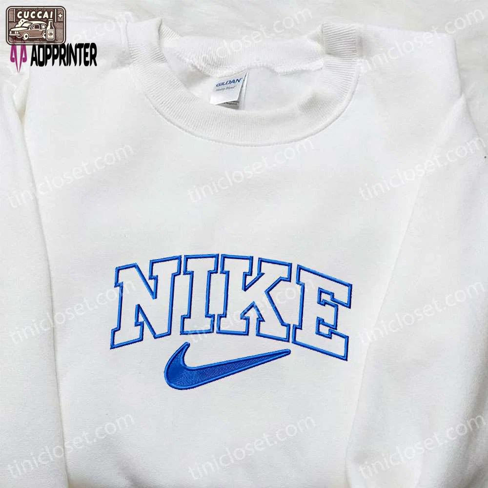Nike embroidered shirt: stylish outline design perfect family gift Embroidered Shirt
