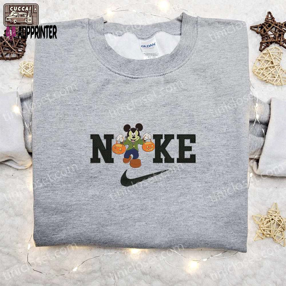 Nike halloween x mickey frankenstein sweatshirt: disney characters embroidered shirt best halloween gift ideas Embroidered Shirt