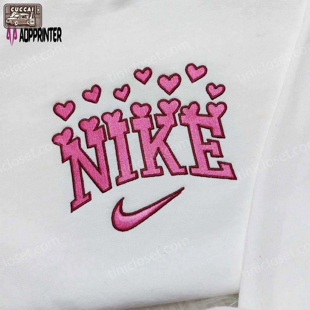 Nike heart love embroidered sweatshirt: best valentine s day gift nike inspired logo shirt Embroidered Shirt