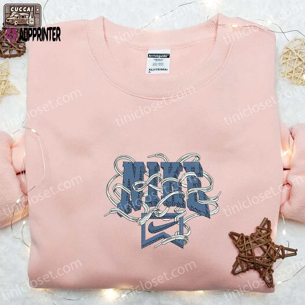 Nike-inspired embroidered shirt sweatshirt & hoodie by shoelace: custom stylish and trendy nike apparel Embroidered Shirt