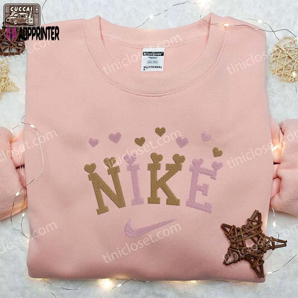 Nike inspired heart love embroidered shirt – best valentine s day gift Embroidered Shirt