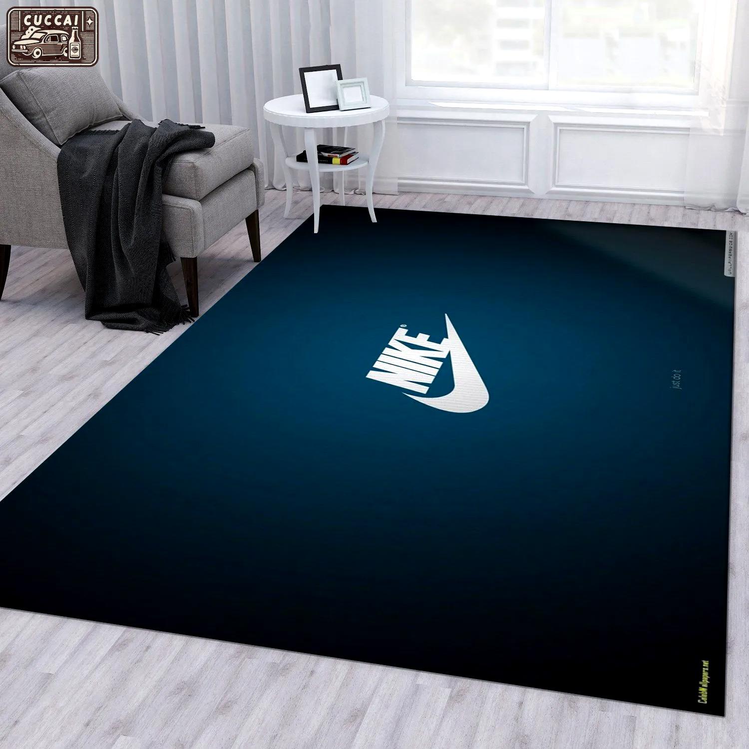Nike logo type 796. Upgrade Your Living Room with Luxury Home Decor: Area Carpets, Floor Decor, Door Mats, and Hot Gift Items with style a High-End Fashion Brand Rectangle Rug