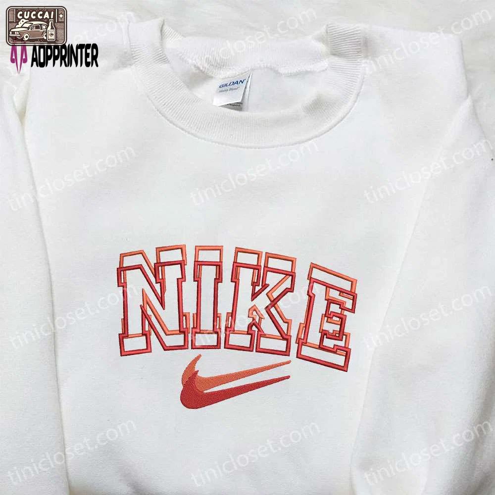 Nike overlapping embroidered hoodie & custom shirt: inspired t-shirt for unique style Embroidered Shirt