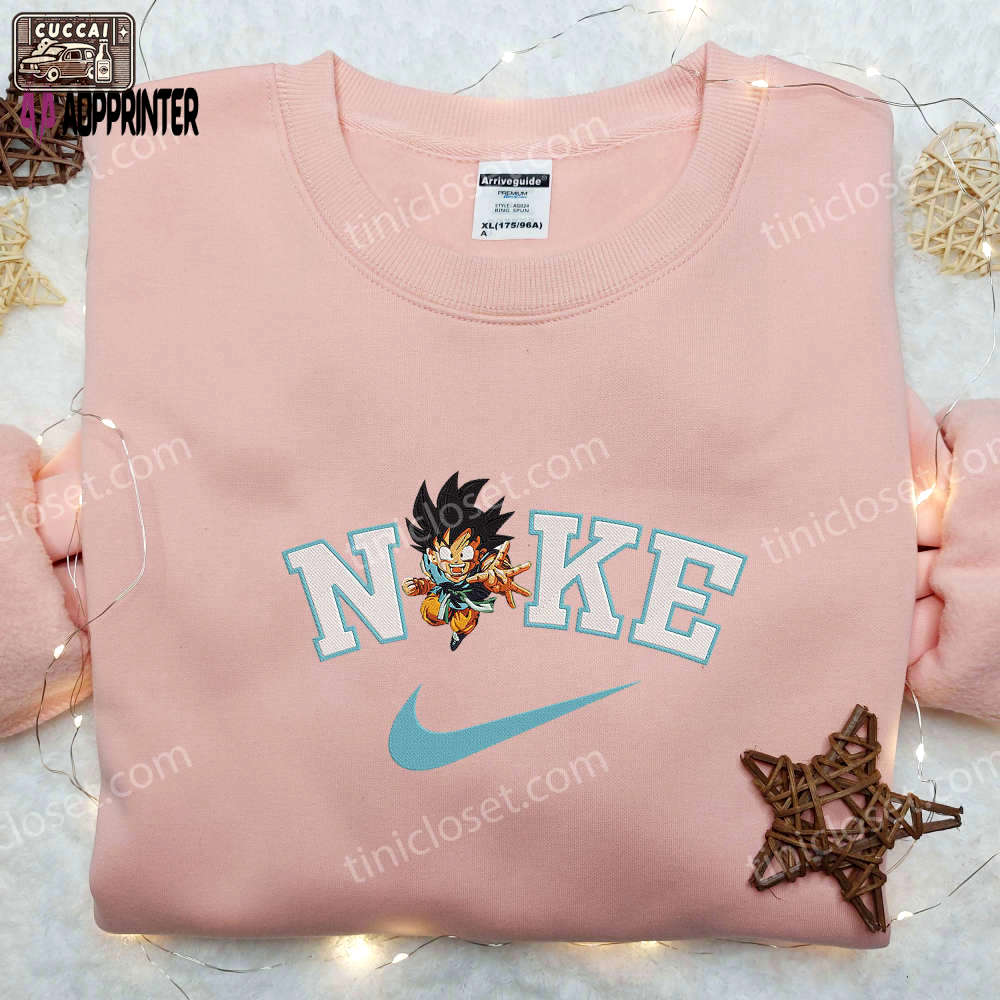 Nike son goku embroidered shirt & dragon ball sweatshirt: anime hoodie for fans Embroidered Shirt