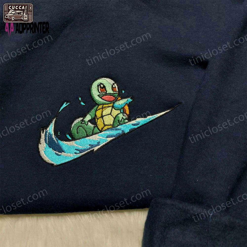 Nike squirtle pokemon embroidered sweatshirt: stylish shirt & hoodie for pokemon fans Embroidered Shirt