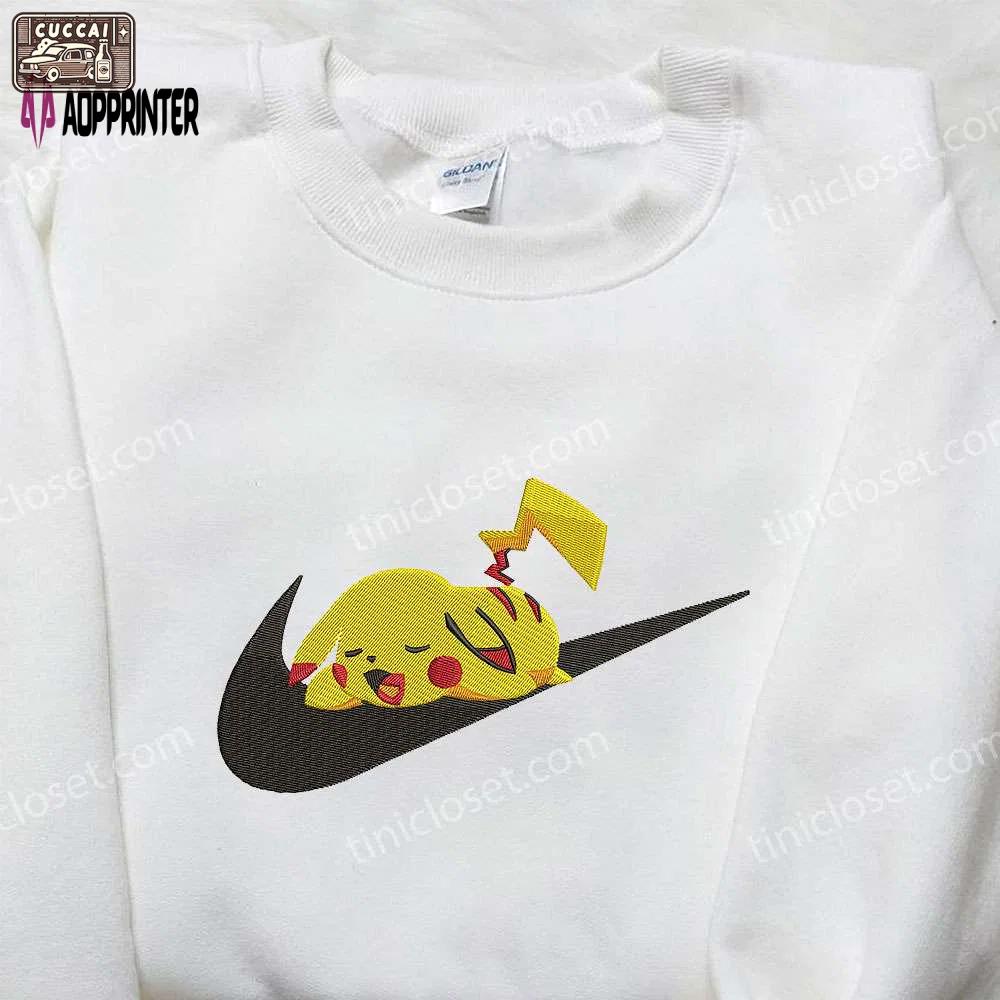 Nike swoosh x pikachu embroidered sweatshirt: pokemon-inspired nike shirt Embroidered Shirt