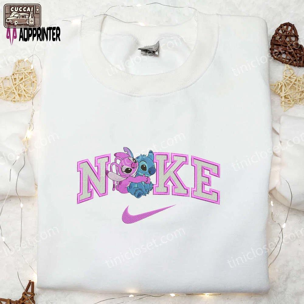 Nike x angel hugs stitch embroidered shirt – lilo and stitch disney inspired nike-branded design Embroidered Shirt