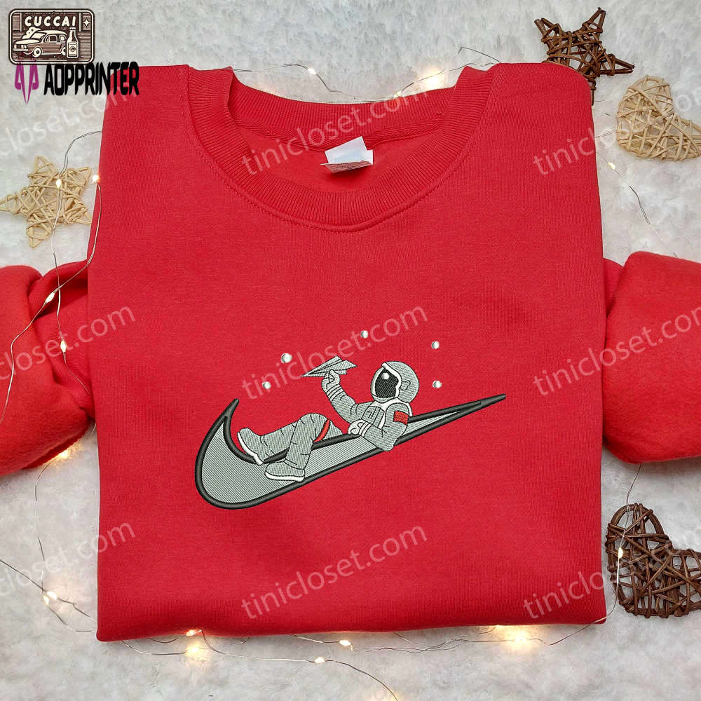 Nike x astronaut fly & anime embroidered shirts: stylish nike embroidered tees Embroidered Shirt