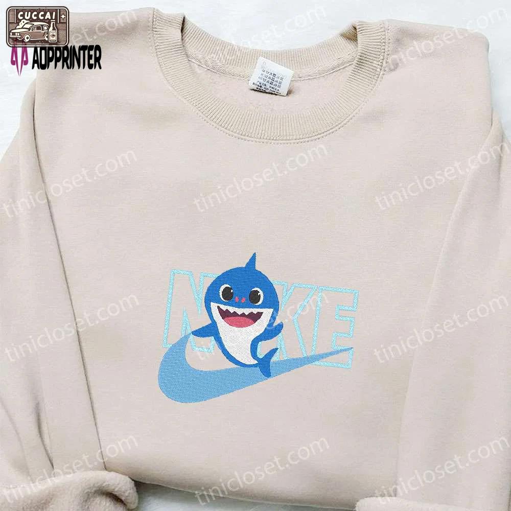 Nike x baby shark embroidered sweatshirt: custom hoodie perfect family gifts Embroidered Shirt