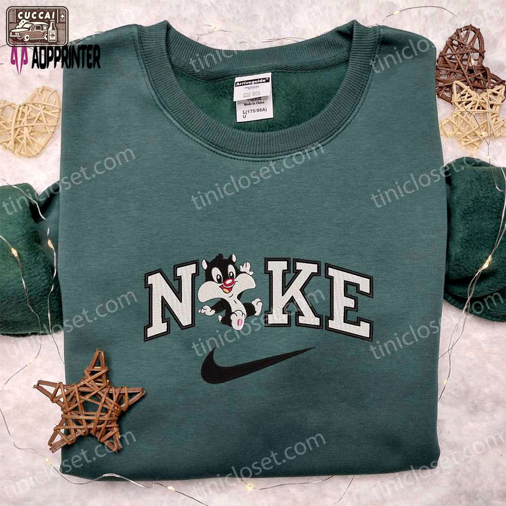 Nike x baby sylvester the cat shirt & disney looney tunes hoodie: best gift ideas Embroidered Shirt