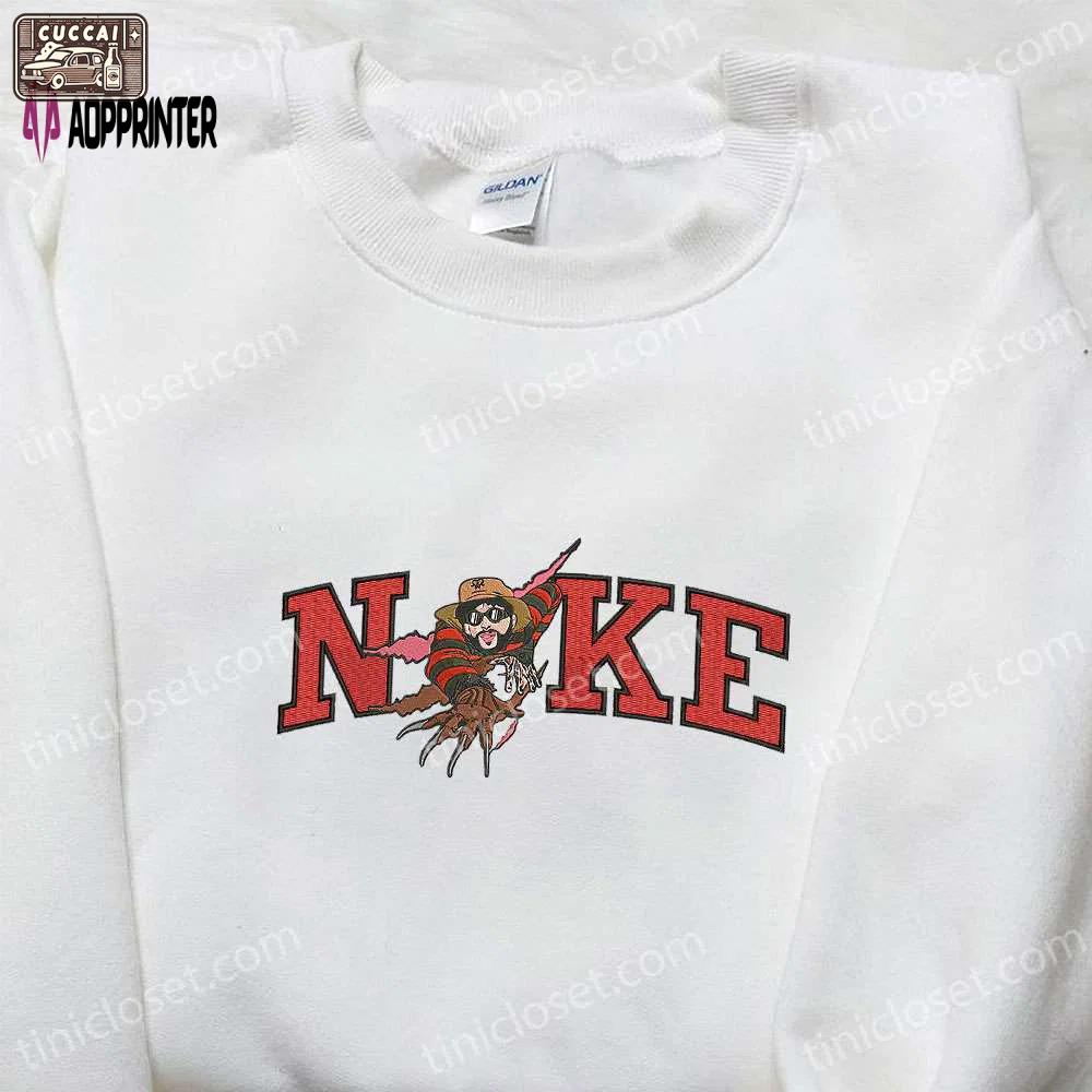 Nike x bad bunny freddy krueger embroidered shirt: spooky halloween lovers gift Embroidered Shirt