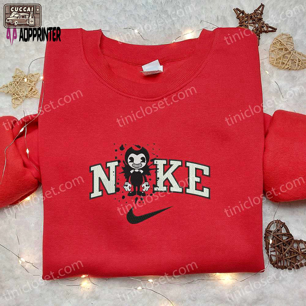 Nike x bendy and the ink machine embroidered hoodie & shirt: spooky halloween clothing Embroidered Shirt