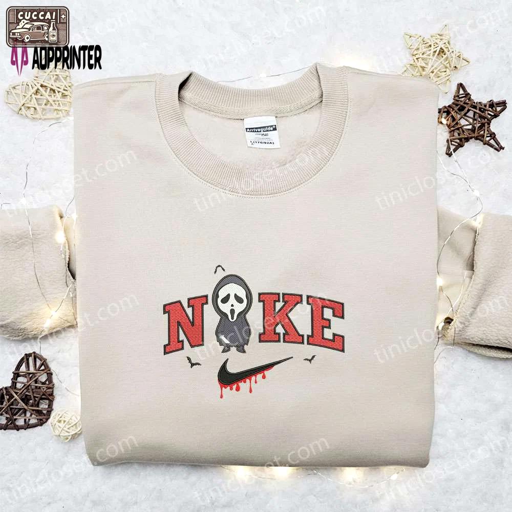 Nike x chibi ghostface embroidered sweatshirt: best horror movie halloween gift idea Embroidered Shirt