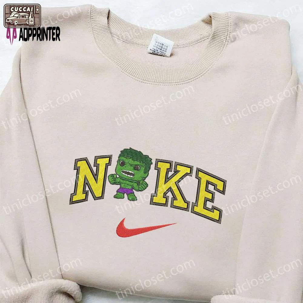 Nike x chibi hulk embroidered shirt: marvel comics t-shirt perfect family gift Embroidered Shirt
