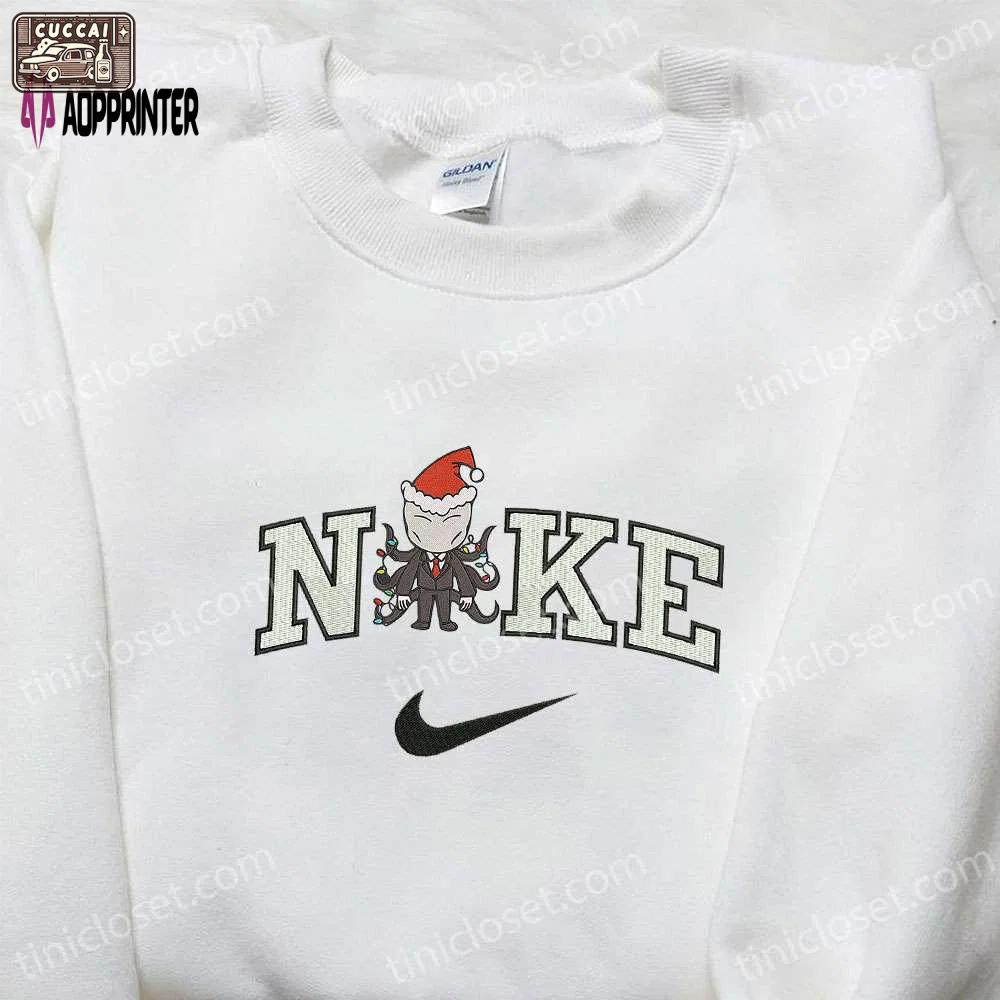 Nike x christmas chibi slender-man embroidered shirt: best family gifts for spirit halloween – limited edition Embroidered Shirt